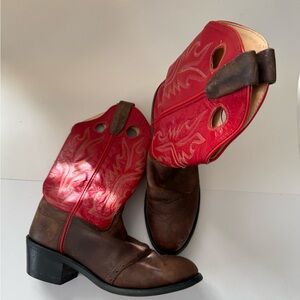 Old West Vintage Red and Brown Cowboy Boots